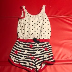 Red white and Blue romper